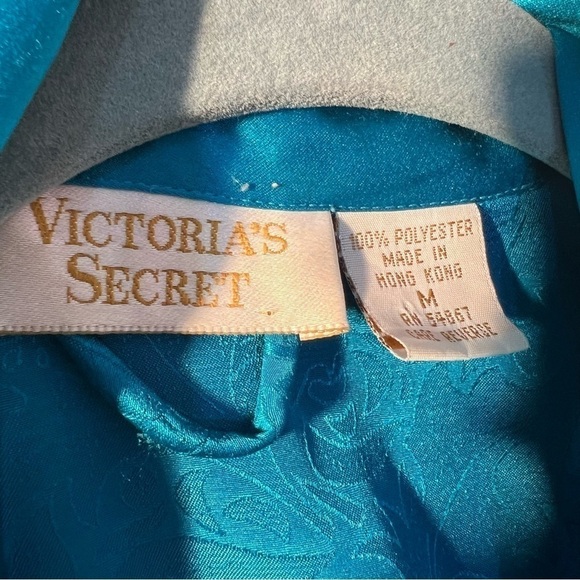 Vintage Victoria’s Secret Gold Label blue maxi robe long satin loungewear lounge - Picture 4 of 15